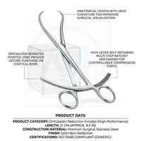 Pinces chirurgicales orthopédiques Al Mida Healthcare AMHC-Orhto-08 en acier inoxydable, manuelles, certifiées CE, instrument de chirurgie générale