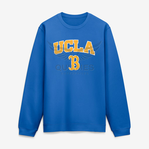 เสื้อสเวตเชิ้ตคอกลมแบบสั่งทำขายส่ง ยี่ห้อ Bruins พร้อมบริการพิมพ์โลโก้และปักลาย OEM ผ้าฝ้ายฟลีซสีน้ำเงิน เสื้อสเวตเชิ้ตแบบ unisex สำหรับวิทยาลัย - Product Image 1
