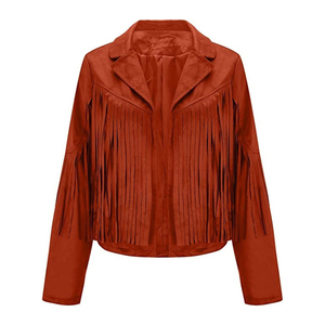 Low MOQ American Western Brown Suede Leather <b>Jacket</b> Front <b>Fringe</b> Tassels Customizable Men's Winter Outdoor Activities <b>Jacket</b> - Product Image 1