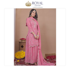 Suministro Directo de Fábrica al por Mayor: Traje Sharara de Georgette Sintético Pesado con Dupatta de Georgette y Bordados, Estilo Indio - Product Image 4