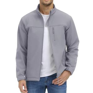 Veste Softshell pour homme en gros, prix bas, couleur marron foncé, tissu respirant de haute qualité, col montant, fermeture éclair sur le devant - Product Image 1