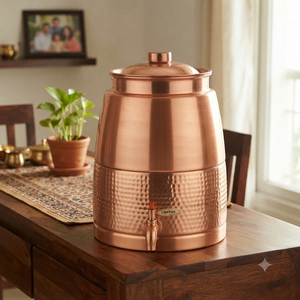 Distributeur d'eau artisanal en cuivre pur, urne à boissons en cuivre martelé avec couvercle et robinet, pour la maison, l'hôtel, le restaurant, fournisseur en gros, vente en gros B2B - Product Image 2
