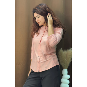 Camisas de Oficina para Mujer, Estilo Vintage, Modal y Poliéster, Cierre de Botones, Manga Raglán, Ropa Formal de Trabajo para Comercio Global - Product Image 1