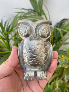 Estatua de Búho Tallada a Mano en Pirita Natural, Figura de Cristal, Decoración para el Hogar, Proveedor Mayorista OEM ODM - Product Image 1