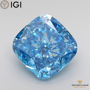 เพชร VS1 ความใสระดับ Clarity ทรงแฟนซีสีน้ำเงินสดใส พร้อมใบรับรอง IGI รูปทรงสี่เหลี่ยมคัชชู น้ำหนัก 2.00 กะรัต เพชร CVD ผลิตในห้องปฏิบัติการ เหมาะสำหรับแหวนแต่งงาน - Product Image 1