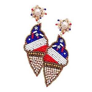 Pendientes de flores multicolor, elegantes y modernos, hechos a mano con cuentas bordadas, para mujeres, de la India. - Product Image 3