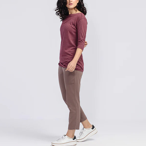 Camiseta de Manga Larga para Mujer, Cuello Redondo, Algodón Suave, Informal, Ligera, Transpirable, Básica para Uso Diario, Corte Cómodo y Relajado - Product Image 3