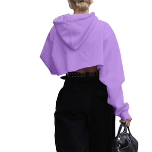 Women's <b>Winter</b> Fashionable Crop <b>Top</b> Hoodie Front Logo Lightweight Breathable Quick Dry Casual Street Wear - Product Image 2