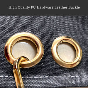 Delantal de peluquería de mezclilla con bolsillos de cuero, correas ajustables para uso en barberías y salones, diferentes colores y logotipos personalizados. - Product Image 5