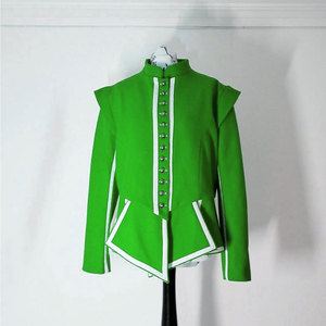 Green Doublet Jacket with White Cotton Piping High-Quality Wool Traditional Outfit Factory Supplies - Product Image 1
