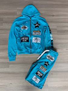 Men's Orange Hoodie <b>Sweatpants</b> <b>Set</b> Patchwork Streetwear Zip-Up Tracksuit 2 Piece Autumn Wear Custom Made Streetwear Style <b>Set</b> - Product Image 6