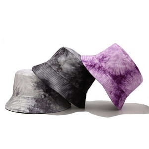 Chapeau Bob Unisexe en Coton Tie-Dye Décontracté pour Printemps-Été, Motif Blanc et Violet, Style Toile, Adulte - Product Image 2