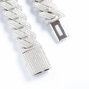 Pulsera de Plata Personalizada para Hombre, Plata 925 con Baño de Rodio, Diamantes, Estilo Cubano, Geométrica, Micro Pavé, Cadena de Lujo - Product Image 5