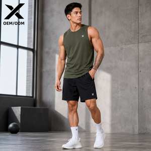 X Sports City เสื้อกล้ามผู้ชายหลากสี, เสื้อกล้ามคอกลมแขนกุดผ้าฝ้ายสแปนเด็กซ์ผสมดีไซน์อินเทรนด์ - Product Image 3