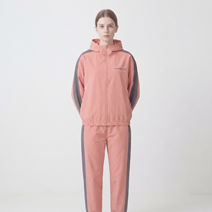 Custom Design Women's Cropped Nylon Full <b>Zip</b> Sports Jacket with Oversized Side Stripe Drawstring Jogger Pants Tracksuit Set - Product Image 4