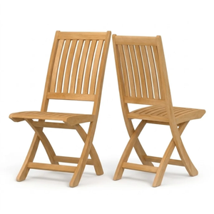 Chaise de plage pliante en teck pour bord de piscine, dossier à lattes incurvé classique, cadre à pieds droits, pour projets hôteliers et balnéaires - Product Image 1