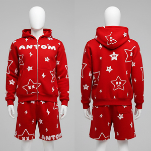 Ensemble de survêtement unisexe OEM personnalisé pour homme : short de sport d'été et sweat à capuche zippé, haute qualité, décontracté, coupe ample, 2 shorts - Product Image 1