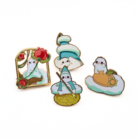 Badges en métal plaqué or avec motifs d'animaux mignons, personnalisables, de haute qualité, impression sur verre teinté, épingles en émail dur