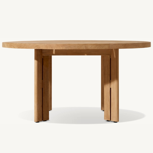Table ronde en teck robuste et résistant, idéale pour la terrasse de la maison ou comme belle table à manger. - Product Image 5