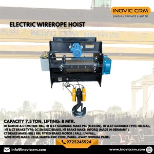 Polipasto Eléctrico Industrial INOVIC CRM de 7.5 Toneladas, Longitud de Cable de 30m, Cable de Acero de 20mm, Motor Rotorq, Freno ABB, Amarillo - Product Image 2