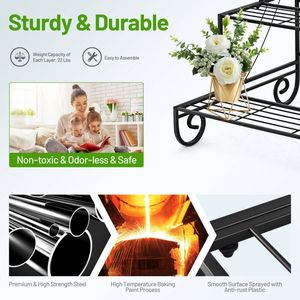 Étagère à plantes d'extérieur en métal à 3 niveaux pour plantes artificielles - Product Image 6