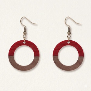 Pendientes de Aro de Madera Bicolor con Anillo de Resina Colgante, Joyería para Mujer, para Fiestas y Uso Diario - Product Image 2