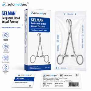Pinzas para Vasos Sanguíneos Periféricos SELMAN, Curvatura Completa, Mordazas COOLEY de 15 mm x 8.5 mm de Profundidad, Longitud Total de 5 pulgadas (12.7 cm), ZETOMEDPRO - Product Image 5