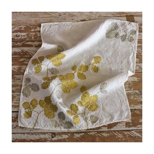 Bold Green Leaves Printed Top Quality Embroidered Soft Pure White 100% Organic Cotton Home Kitchen Custom Design Dish Towels - Product Image 4