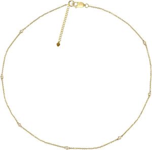 Collier en or jaune 18 carats plaqué or avec moissanite, chaîne à maillons, serti clos, forme ronde, diamant pour femme, cadeau - Product Image 4