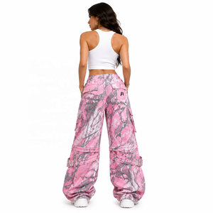 Pantalon cargo imprimé camouflage, coupe large, taille élastique, plusieurs poches, style streetwear, léger, polyester, fermeture à cordon, pantalon pour homme - Product Image 2