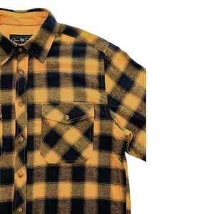 OEM High Quality Yellow Black <b>Checkered</b> Men Casual Long Sleeve Shirts Low MOQ Trucker Plaid Jacket <b>Top</b> Cheap Price Flannel Shirt - Product Image 4