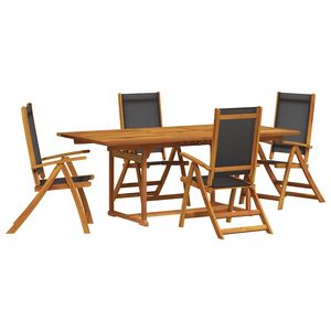 Ensemble de salle à manger de jardin en bois d'acacia massif, 5 pièces, mobilier d'extérieur marron, design rustique, durable - Product Image 1