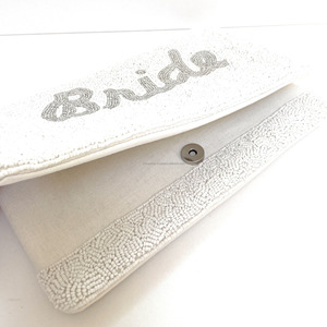 Handmade Durable Beaded Silk Foldable Clutch <b>Bag</b> Bride Letter Design Custom OEM Magnetic Closure Fashion Evening Party <b>Gift</b> - Product Image 3