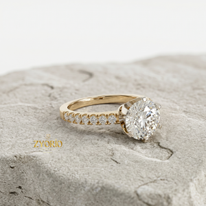 Anillo de Compromiso Solitario de Plata de Ley 925 con Corte Redondo, Banda de Diamantes Pavé, Anillo de Promesa, Joyería Nupcial Clásica, Regalo para Mujer - Product Image 5
