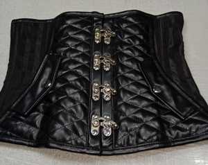 Women PU Leather Waist Cincher <b>Corset</b> Firm Control Hook And Eye Closure Breathable Shapewear Adult Size Medium Front Clasps - Product Image 1