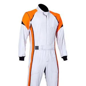 Traje de Karting Power World Blanco y Naranja, Overol Profesional de Carreras, Fabricación Personalizada, Proveedor de Trajes de Kart Resistentes de Alta Calidad - Product Image 2