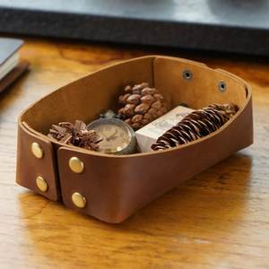 Smooth Nappa Genuine Leather <b>Tray</b> Premium Soft Touch Desktop Catchall Box Bulk Supplier Real Leather <b>Tray</b> GLTY-0106 - Product Image 1