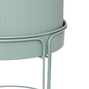 Macetas Modernas de Metal Acanalado Verde Mar con Soporte Decorativo de Hierro para Decoración de Interiores, Exteriores, Hogar y Jardín - Product Image 3