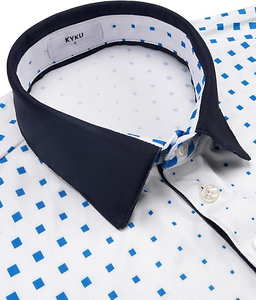 Polo de Hombre con Estampado Geométrico Blanco y Azul, Manga Corta, Tejido de Poliéster, Informal, Transpirable, Ropa de Golf - Product Image 3