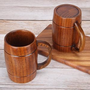 Rustic Wooden Beer <b>Mug</b> & Tankard with Handle <b>Large</b> Capacity Leak-Proof BPA Free Drinkware for Parties Weddings Travel-Wholesale - Product Image 2