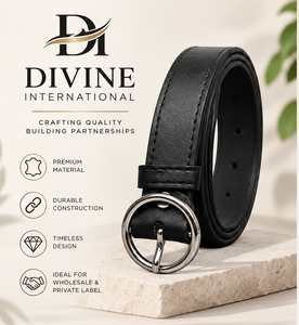 Ceintures en cuir véritable de qualité supérieure en gros pour hommes et femmes, fabrication de ceintures en marque privée par Divine International - Product Image 4