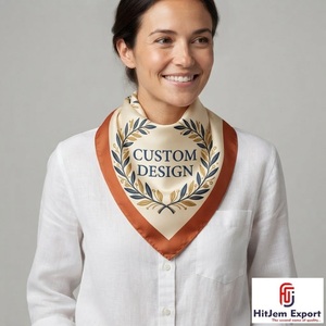 Pañuelo Cuadrado Creativo e Innovador con Estampado Personalizado, Sensación de Seda, Pañuelo para la Cabeza a la Moda, Chal, Marca Privada, Proveedor de Fábrica Textil OEM ODM - Product Image 1