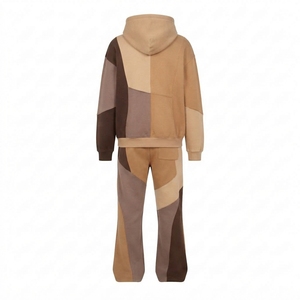 Mens Color Block Patchwork Tracksuit <b>Set</b> Hoodie <b>Jogger</b> Pants Custom Streetwear Sportswear <b>Matching</b> Outfit Urbanwear - Product Image 4