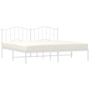 Cadre de lit rectangulaire en acier blanc 76,0 x 80,0 po, lits en métal durables - Product Image 3