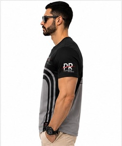 Camiseta de hombre de algodón 100% de alto gramaje (210GSM), ecológica, de secado rápido, bicolor, de corte holgado, hombros caídos, cuello redondo y transpirable, estilo hip hop. - Product Image 3