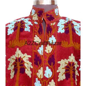 Handmade Embroidered Embossed Cotrise <b>Jacket</b> Vintage Design Eco-Friendly Quick Dry Breathable Cotton Lined <b>Mandarin</b> <b>Collar</b> 800g - Product Image 2