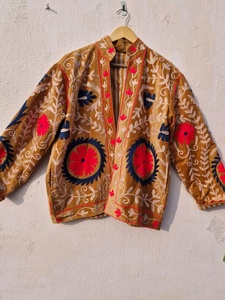 Handmade Suzani Velvet <b>Jacket</b> Embroidered Quilted Coat <b>Gothic</b> Winter Outerwear Women's Luxury Boutique Fashion Reversible - Product Image 1