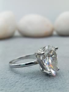 Anillo de Compromiso D'VINS JEWELS LR60 con Diamante Corte Pera, Plata 925, Engaste de Garras, Clásico para Mujer, Certificado IGI, para Boda y Aniversario - Product Image 4
