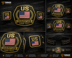 Cinturón de Campeón Personalizado de EE. UU. con Bandera Americana, Trofeo de Ganador con Logotipo, Placas Doradas y Cuero PU - Product Image 6