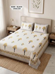 Draps de lit king size en coton fabriqués en Inde, avec 2 taies d'oreiller réversibles à fermeture éclair, literie traditionnelle disponible à la vente - Product Image 4